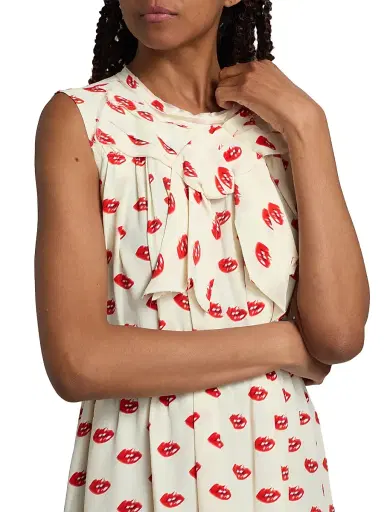 Marc Jacobs Women's Lips Pleated Midi-Dress - Multi | Thumbnail 6 Marc Jacobs Women's Lips Pleated Midi-Dress - Multi | Thumbnail 6
