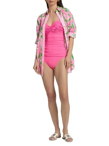 Lilly Pulitzer Women's Solaria Ruched One-Piece Swimsuit - Cherry Blossom Pink - Size 10 | Thumbnail 2 Lilly Pulitzer Women's Solaria Ruched One-Piece Swimsuit - Cherry Blossom Pink - Size 10 | Thumbnail 2