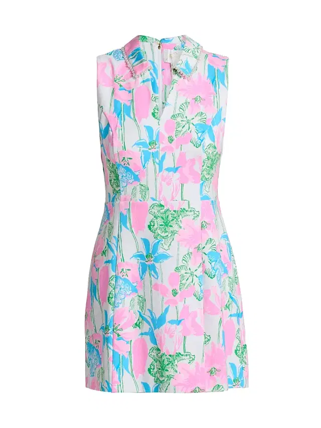 Women's Twila Printed Skirted Romper - Resort White Viney Liney Women's Twila Printed Skirted Romper - Resort White Viney Liney