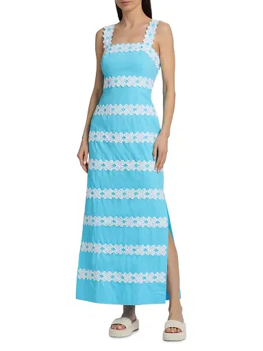 Lilly Pulitzer Women's Davis Lace Stripe Maxi Dress - Capri Blue - Size 16 | Thumbnail 3 Lilly Pulitzer Women's Davis Lace Stripe Maxi Dress - Capri Blue - Size 16 | Thumbnail 3
