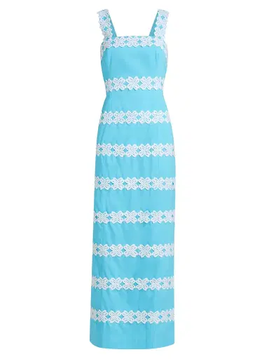 Lilly Pulitzer Women's Davis Lace Stripe Maxi Dress - Capri Blue - Size 16 | Thumbnail 1 Lilly Pulitzer Women's Davis Lace Stripe Maxi Dress - Capri Blue - Size 16 | Thumbnail 1