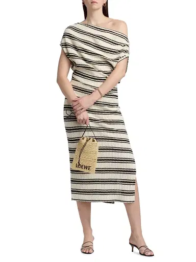 Ramy Brook Women's Striped Chet Midi-Dress - Black Stripe - Size Large | Thumbnail 3 Ramy Brook Women's Striped Chet Midi-Dress - Black Stripe - Size Large | Thumbnail 3