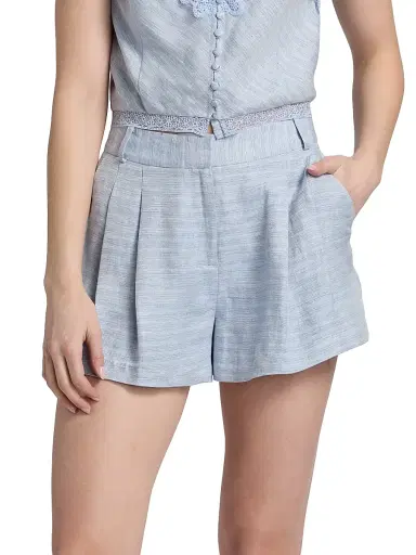Ramy Brook Women's Winifred Textured Linen-Blend Shorts - Bazaar Blue Linen - Size 12 | Thumbnail 3 Ramy Brook Women's Winifred Textured Linen-Blend Shorts - Bazaar Blue Linen - Size 12 | Thumbnail 3