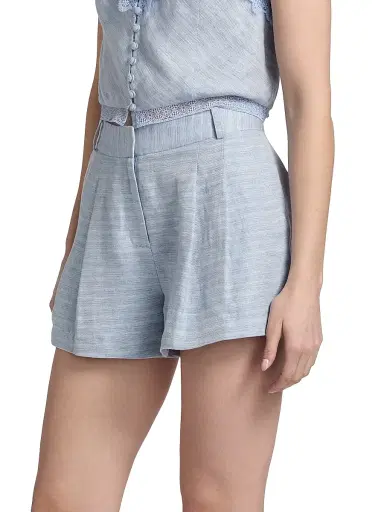 Ramy Brook Women's Winifred Textured Linen-Blend Shorts - Bazaar Blue Linen - Size 12 | Thumbnail 4 Ramy Brook Women's Winifred Textured Linen-Blend Shorts - Bazaar Blue Linen - Size 12 | Thumbnail 4