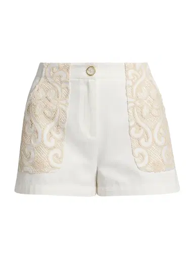 Ramy Brook Women's Hilary Embroidered Denim Shorts - White Denim Embroidery - Size 16 | Thumbnail 1 Ramy Brook Women's Hilary Embroidered Denim Shorts - White Denim Embroidery - Size 16 | Thumbnail 1