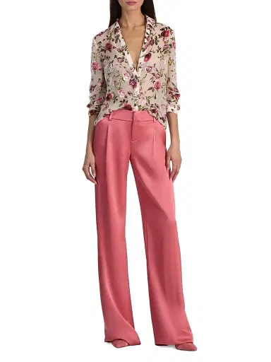 ALICE + OLIVIA Women's Eloise Floral Sheer Blouse - Garden Gossip Off White | Thumbnail 2 ALICE + OLIVIA Women's Eloise Floral Sheer Blouse - Garden Gossip Off White | Thumbnail 2
