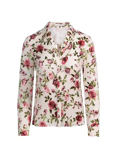ALICE + OLIVIA Women's Eloise Floral Sheer Blouse - Garden Gossip Off White | Thumbnail 1 ALICE + OLIVIA Women's Eloise Floral Sheer Blouse - Garden Gossip Off White | Thumbnail 1