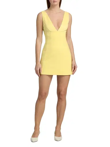ALICE + OLIVIA Women's Mandy Deep Plunge Mini Dress - Butter | Thumbnail 2 ALICE + OLIVIA Women's Mandy Deep Plunge Mini Dress - Butter | Thumbnail 2