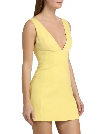ALICE + OLIVIA Women's Mandy Deep Plunge Mini Dress - Butter | Thumbnail 4 ALICE + OLIVIA Women's Mandy Deep Plunge Mini Dress - Butter | Thumbnail 4