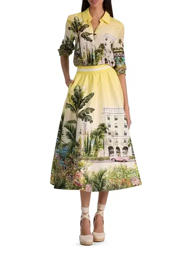 ALICE + OLIVIA Women's Earla Staceface Midi Skirt - Pure Paradise | Thumbnail 2 ALICE + OLIVIA Women's Earla Staceface Midi Skirt - Pure Paradise | Thumbnail 2