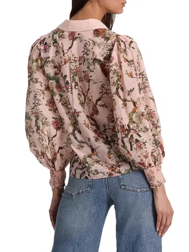 ALICE + OLIVIA Women's Charis Floral Cotton-Silk Button-Front Blouse - Sunset Grove English Rose | Thumbnail 5 ALICE + OLIVIA Women's Charis Floral Cotton-Silk Button-Front Blouse - Sunset Grove English Rose | Thumbnail 5