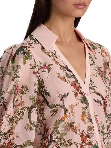 ALICE + OLIVIA Women's Charis Floral Cotton-Silk Button-Front Blouse - Sunset Grove English Rose | Thumbnail 6 ALICE + OLIVIA Women's Charis Floral Cotton-Silk Button-Front Blouse - Sunset Grove English Rose | Thumbnail 6