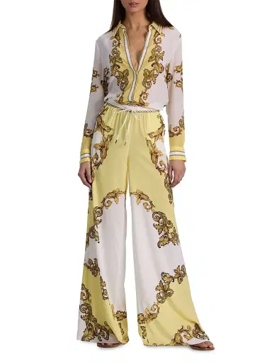 ALICE + OLIVIA Women's Willa Golden Coast Print Silk Blouse - Golden Coast | Thumbnail 2 ALICE + OLIVIA Women's Willa Golden Coast Print Silk Blouse - Golden Coast | Thumbnail 2