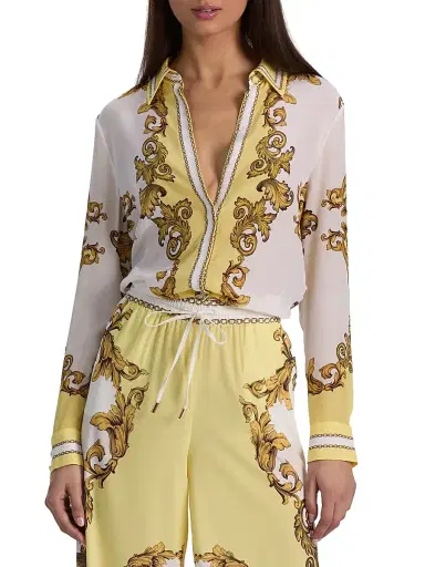 ALICE + OLIVIA Women's Willa Golden Coast Print Silk Blouse - Golden Coast | Thumbnail 3 ALICE + OLIVIA Women's Willa Golden Coast Print Silk Blouse - Golden Coast | Thumbnail 3