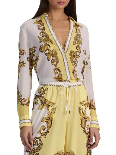 ALICE + OLIVIA Women's Willa Golden Coast Print Silk Blouse - Golden Coast | Thumbnail 4 ALICE + OLIVIA Women's Willa Golden Coast Print Silk Blouse - Golden Coast | Thumbnail 4