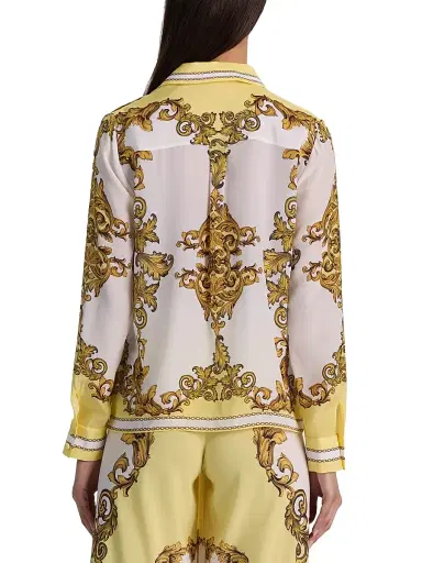 ALICE + OLIVIA Women's Willa Golden Coast Print Silk Blouse - Golden Coast | Thumbnail 5 ALICE + OLIVIA Women's Willa Golden Coast Print Silk Blouse - Golden Coast | Thumbnail 5