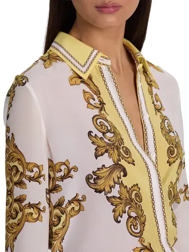 ALICE + OLIVIA Women's Willa Golden Coast Print Silk Blouse - Golden Coast | Thumbnail 6 ALICE + OLIVIA Women's Willa Golden Coast Print Silk Blouse - Golden Coast | Thumbnail 6
