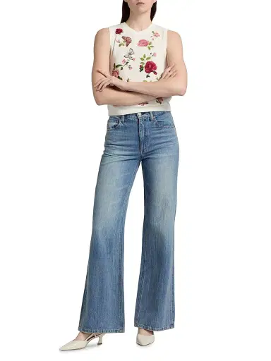 ALICE + OLIVIA Women's Reva Floral Shell Top - Garden Gossip Off White | Thumbnail 2 ALICE + OLIVIA Women's Reva Floral Shell Top - Garden Gossip Off White | Thumbnail 2
