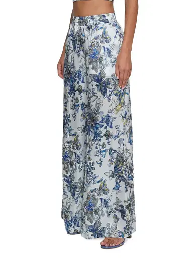 L'Agence Women's Lillian Printed Wide-Leg Silk Pants - Grey Watercolor Butterfly - Size XXL | Thumbnail 3 L'Agence Women's Lillian Printed Wide-Leg Silk Pants - Grey Watercolor Butterfly - Size XXL | Thumbnail 3