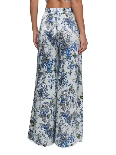 L'Agence Women's Lillian Printed Wide-Leg Silk Pants - Grey Watercolor Butterfly - Size XXL | Thumbnail 4 L'Agence Women's Lillian Printed Wide-Leg Silk Pants - Grey Watercolor Butterfly - Size XXL | Thumbnail 4