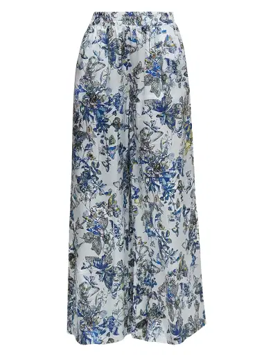 L'Agence Women's Lillian Printed Wide-Leg Silk Pants - Grey Watercolor Butterfly - Size XXL | Thumbnail 1 L'Agence Women's Lillian Printed Wide-Leg Silk Pants - Grey Watercolor Butterfly - Size XXL | Thumbnail 1