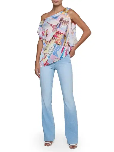 L'Agence Women's Driselle Printed Asymmetric Scarf Top | Thumbnail 2 L'Agence Women's Driselle Printed Asymmetric Scarf Top | Thumbnail 2