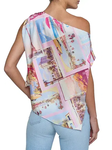 L'Agence Women's Driselle Printed Asymmetric Scarf Top | Thumbnail 5 L'Agence Women's Driselle Printed Asymmetric Scarf Top | Thumbnail 5