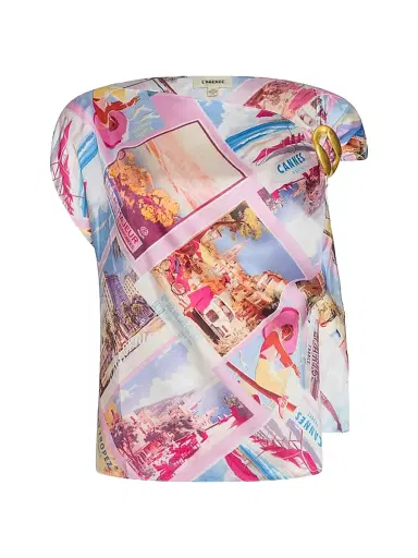 L'Agence Women's Driselle Printed Asymmetric Scarf Top | Thumbnail 1 L'Agence Women's Driselle Printed Asymmetric Scarf Top | Thumbnail 1