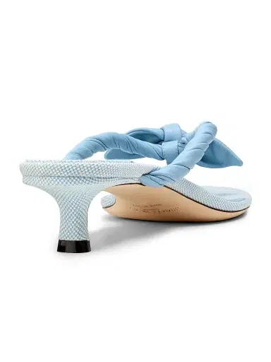 Jimmy Choo Women's Liss 35MM Leather & Canvas Slip-On Sandals - Riviera Blue And Riviera Blue Mix | Thumbnail 3 Jimmy Choo Women's Liss 35MM Leather & Canvas Slip-On Sandals - Riviera Blue And Riviera Blue Mix | Thumbnail 3