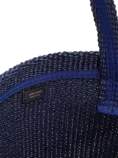 Jimmy Choo Women's Riviera Capsule Logo-Embroidered Raffia Beach Tote Bag - Marine | Thumbnail 4 Jimmy Choo Women's Riviera Capsule Logo-Embroidered Raffia Beach Tote Bag - Marine | Thumbnail 4