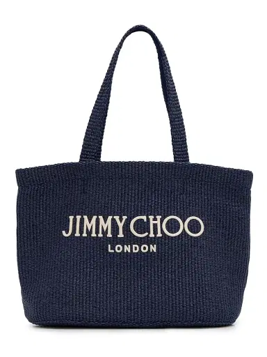 Jimmy Choo Women's Riviera Capsule Logo-Embroidered Raffia Beach Tote Bag - Marine | Thumbnail 1 Jimmy Choo Women's Riviera Capsule Logo-Embroidered Raffia Beach Tote Bag - Marine | Thumbnail 1