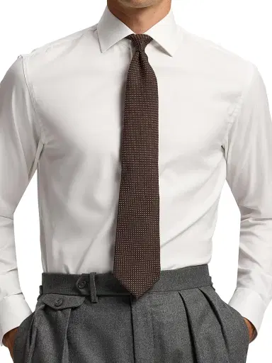 Ralph Lauren Purple Label Men's Pin Dot Cashmere-Silk Tie - Luggage Brown | Thumbnail 2 Ralph Lauren Purple Label Men's Pin Dot Cashmere-Silk Tie - Luggage Brown | Thumbnail 2