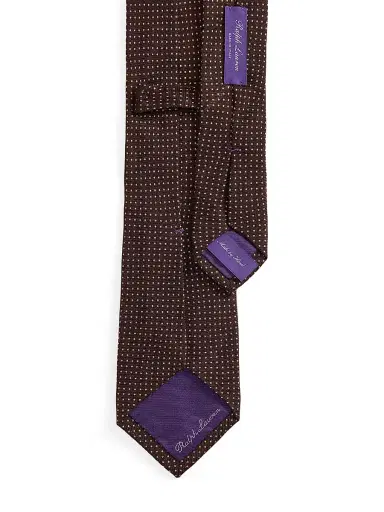 Ralph Lauren Purple Label Men's Pin Dot Cashmere-Silk Tie - Luggage Brown | Thumbnail 3 Ralph Lauren Purple Label Men's Pin Dot Cashmere-Silk Tie - Luggage Brown | Thumbnail 3