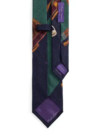 Ralph Lauren Purple Label Men's Equestrian Cashmere-Silk Tie - Navy | Thumbnail 3 Ralph Lauren Purple Label Men's Equestrian Cashmere-Silk Tie - Navy | Thumbnail 3
