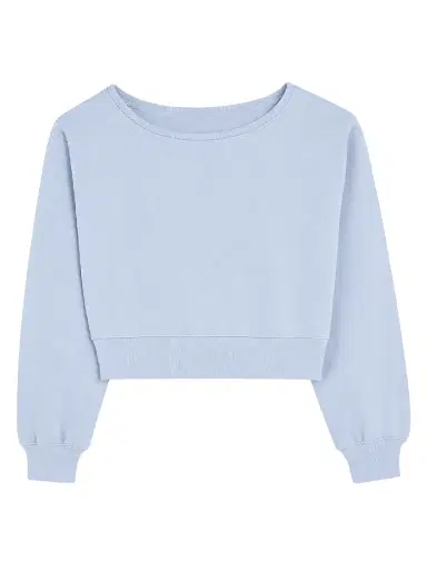 KatieJ NYC Girl's Tristan Vintage Off-The-Shoulder Crop Sweatshirt - Baby Blue | Thumbnail 1 KatieJ NYC Girl's Tristan Vintage Off-The-Shoulder Crop Sweatshirt - Baby Blue | Thumbnail 1
