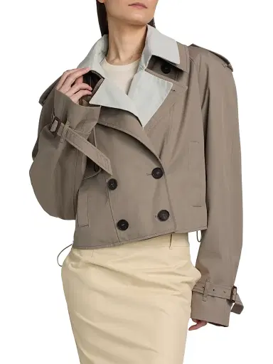 The Attico Women's Double-Breasted Blouson Jacket - Taupe Grey | Thumbnail 3 The Attico Women's Double-Breasted Blouson Jacket - Taupe Grey | Thumbnail 3