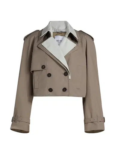 The Attico Women's Double-Breasted Blouson Jacket - Taupe Grey | Thumbnail 1 The Attico Women's Double-Breasted Blouson Jacket - Taupe Grey | Thumbnail 1