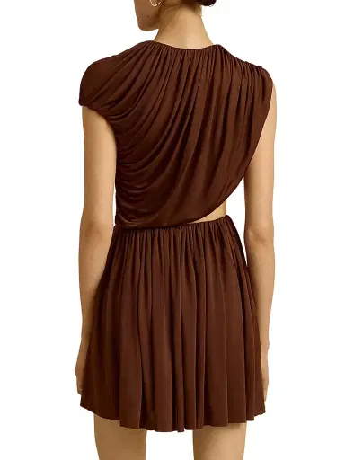 Marina Moscone Women's Draped Jersey Mini Dress - Umber | Thumbnail 7 Marina Moscone Women's Draped Jersey Mini Dress - Umber | Thumbnail 7