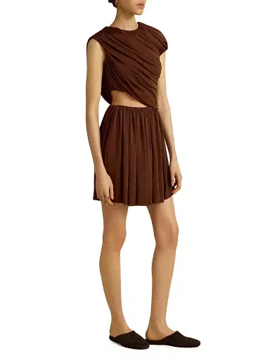 Marina Moscone Women's Draped Jersey Mini Dress - Umber | Thumbnail 8 Marina Moscone Women's Draped Jersey Mini Dress - Umber | Thumbnail 8