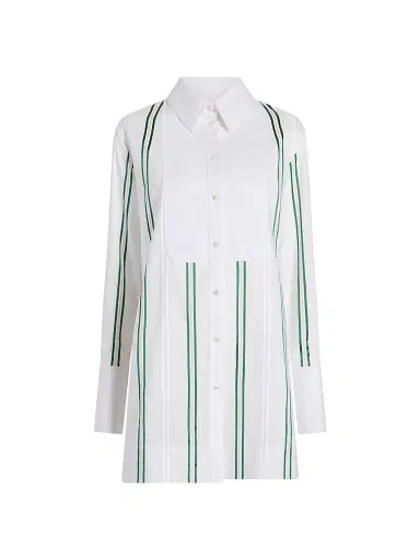 Marina Moscone Women's Slim Striped Tuxedo Shirt - Optic White Pinstripe | Thumbnail 4 Marina Moscone Women's Slim Striped Tuxedo Shirt - Optic White Pinstripe | Thumbnail 4