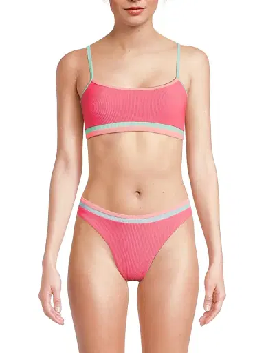 BEACH RIOT Women's Val Striped Rib-Knit Bikini Top - Guava Jelly Colorblock - Size XL | Thumbnail 3 BEACH RIOT Women's Val Striped Rib-Knit Bikini Top - Guava Jelly Colorblock - Size XL | Thumbnail 3
