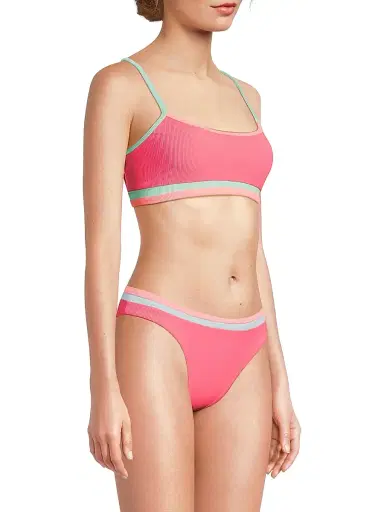 BEACH RIOT Women's Val Striped Rib-Knit Bikini Top - Guava Jelly Colorblock - Size XL | Thumbnail 4 BEACH RIOT Women's Val Striped Rib-Knit Bikini Top - Guava Jelly Colorblock - Size XL | Thumbnail 4