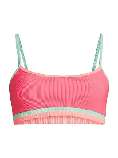 BEACH RIOT Women's Val Striped Rib-Knit Bikini Top - Guava Jelly Colorblock - Size XL | Thumbnail 1 BEACH RIOT Women's Val Striped Rib-Knit Bikini Top - Guava Jelly Colorblock - Size XL | Thumbnail 1