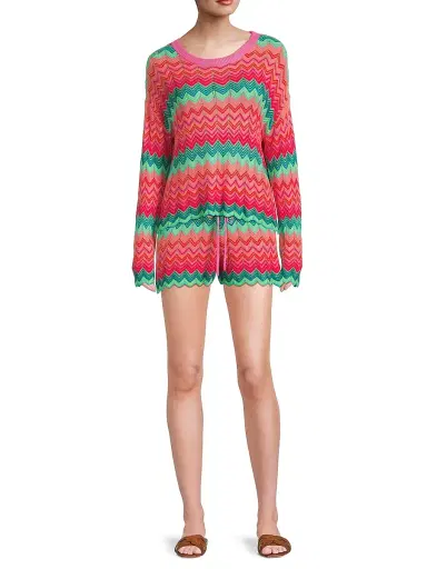 BEACH RIOT Women's Beach Chevron Knit Sweater - Strawberry Ice Chevron - Size XL | Thumbnail 2 BEACH RIOT Women's Beach Chevron Knit Sweater - Strawberry Ice Chevron - Size XL | Thumbnail 2