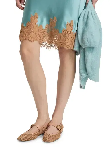DÔEN Women's Elowette Lace-Trim Silk Skirt - Deep Aquamarine | Thumbnail 6 DÔEN Women's Elowette Lace-Trim Silk Skirt - Deep Aquamarine | Thumbnail 6