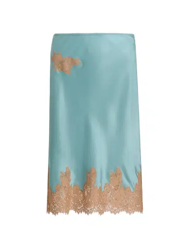 DÔEN Women's Elowette Lace-Trim Silk Skirt - Deep Aquamarine | Thumbnail 1 DÔEN Women's Elowette Lace-Trim Silk Skirt - Deep Aquamarine | Thumbnail 1
