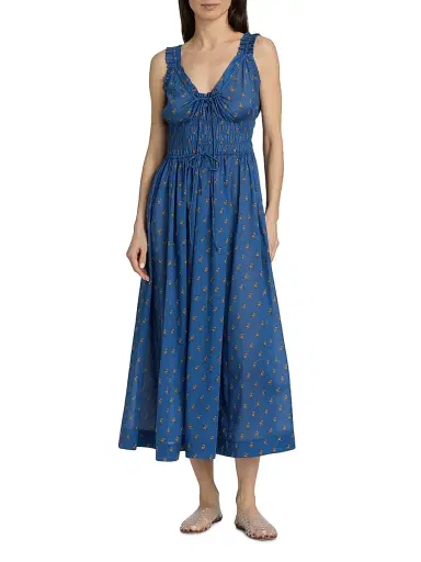DÔEN Women's Emmaretta Floral Foulard Cotton Midi-Dress - Eartha Paisley | Thumbnail 3 DÔEN Women's Emmaretta Floral Foulard Cotton Midi-Dress - Eartha Paisley | Thumbnail 3