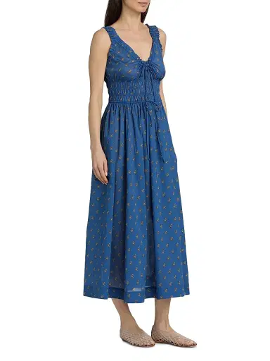 DÔEN Women's Emmaretta Floral Foulard Cotton Midi-Dress - Eartha Paisley | Thumbnail 4 DÔEN Women's Emmaretta Floral Foulard Cotton Midi-Dress - Eartha Paisley | Thumbnail 4