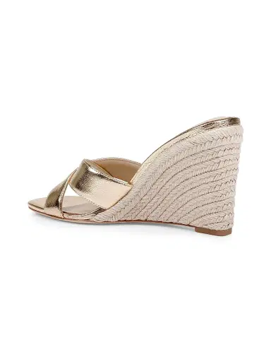 L'AGENCE Women's Rosaline 95MM Leather Espadrille Wedge Sandals - Gold Crackle Leather | Thumbnail 3 L'AGENCE Women's Rosaline 95MM Leather Espadrille Wedge Sandals - Gold Crackle Leather | Thumbnail 3