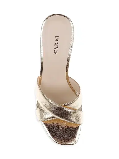 L'AGENCE Women's Rosaline 95MM Leather Espadrille Wedge Sandals - Gold Crackle Leather | Thumbnail 4 L'AGENCE Women's Rosaline 95MM Leather Espadrille Wedge Sandals - Gold Crackle Leather | Thumbnail 4
